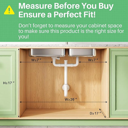 Kitstorack Under Sink Organizer, 2-Pack 3-Tier Height Adjustable Thickened Metal Pull out Cabinet Organizer Shelf, Slide out Storage Drawer Rack for Bathroom Kitchen Pantry Home Laundry Organization