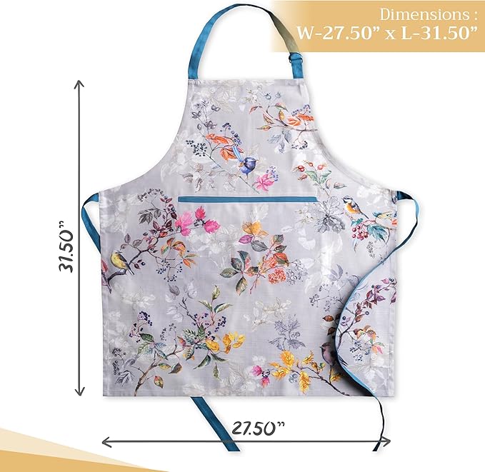 Maison d' Hermine 100% Cotton Apron for women with Pocket Kitchen Chef Apron for Men Cooking Spring Summer