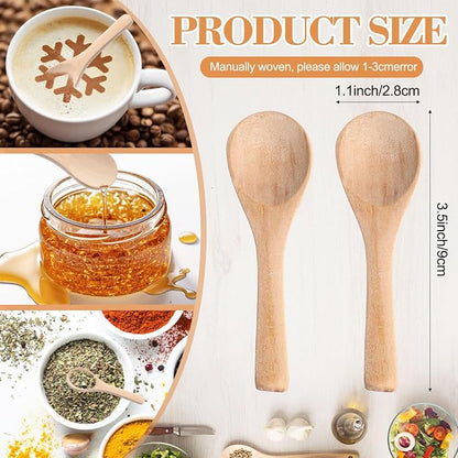 Boao 200 Pcs Small Wooden Spoons, 3.5'' L, Mini Wood Natural Tiny Spoons Wooden Little Teaspoons for Jars Sugar Creamer Honey Spices Salt Kitchen Supplies (Light Wood)