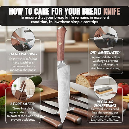 7 pcs German Knife, High Carbon Stainless Steel Knife Set with Pakka Wood Handle, Built-in Sharpener, Chef Knife (7 PCS KNIFE SET)