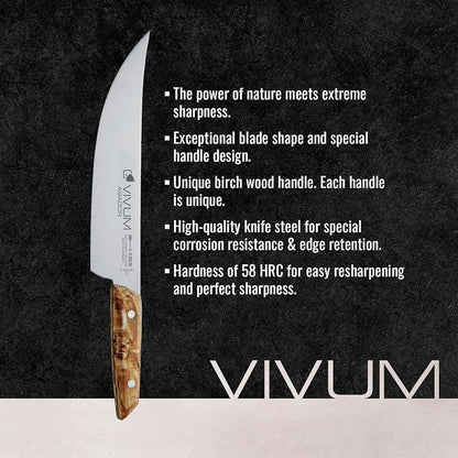 F. DICK – VIVUM BBQ Knife ASADOR – Paring Knife for Barbecue with 8.6" blade & 58 HRC - Ideal for cutting large meat & fish pieces - Stainless steel - Ultra sharp - Birchwood handle – Made in Germany