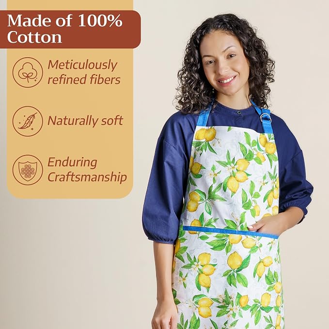 Maison d' Hermine 100% Cotton Apron for women with Pocket Kitchen Chef Apron for Men Cooking Spring Summer