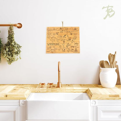 Totally Bamboo Destination Wyoming State Shaped Serving and Cutting Board, Includes Hang Tie for Wall Display