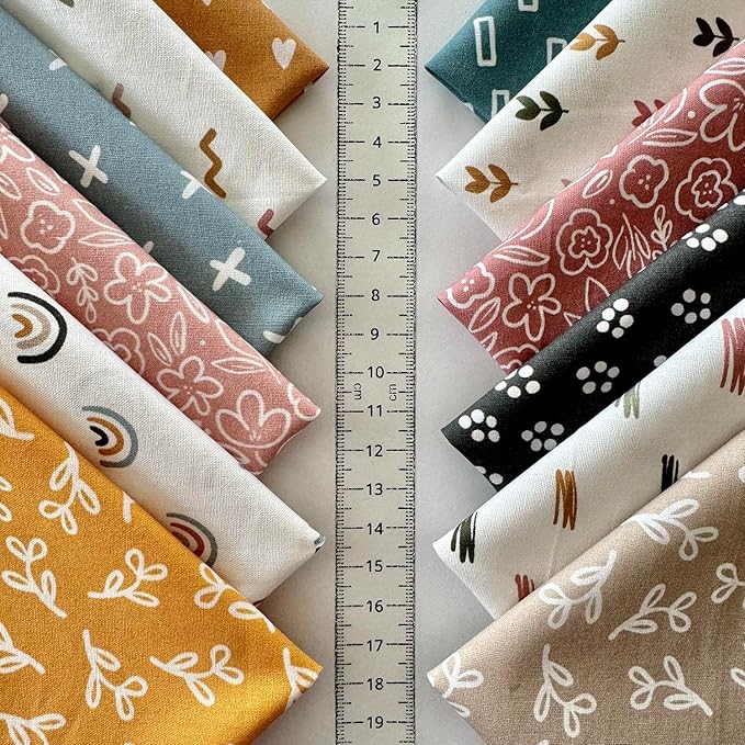 Soft Pastel Abstract Patchwork Cotton Fabric Set – 60 Pre-Cut 8×8 inch Squares, Eco-Printed 100% Cotton 140 GSM