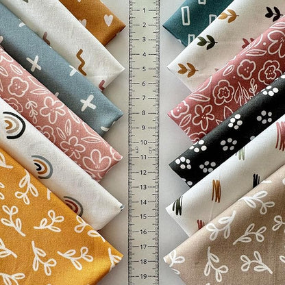 Soft Pastel Abstract Patchwork Cotton Fabric Set – 60 Pre-Cut 8×8 inch Squares, Eco-Printed 100% Cotton 140 GSM