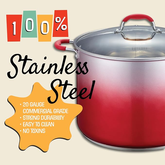 CONCORD 20 Quart Stainless Steel Canning Pot Set. Includes Canning Rack, Tongs, Jar Lifter, Funnel, Wrench, Lid Lifter, Mixer/Measurer (Induction Compatible)