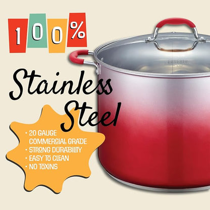 CONCORD 20 Quart Stainless Steel Canning Pot Set. Includes Canning Rack, Tongs, Jar Lifter, Funnel, Wrench, Lid Lifter, Mixer/Measurer (Induction Compatible)