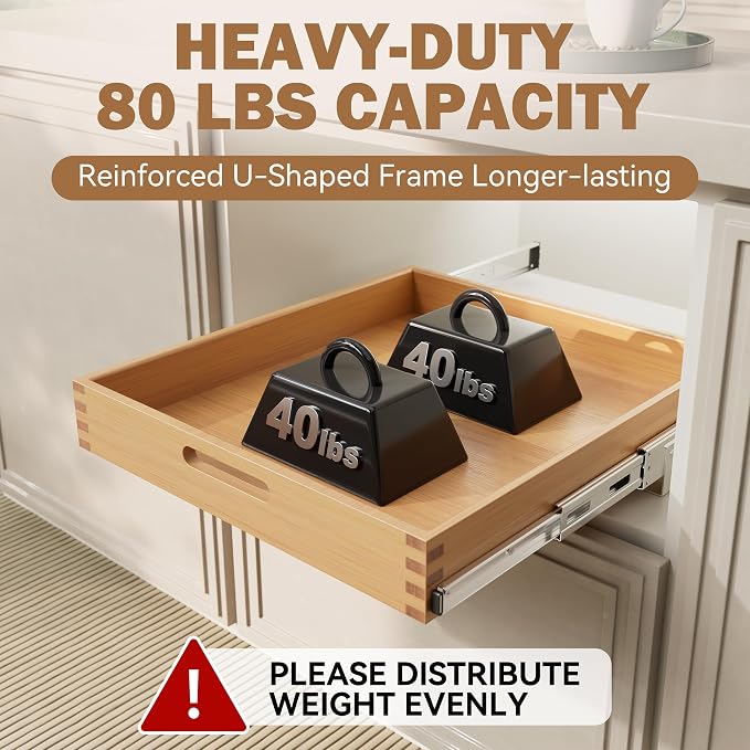 Pull Out Drawers for Cabinets 21"W x 21"D, Slide Out Wood Drawer Shelf, Heavy Duty Caddy Pull Out Cabinet Organizer, Base Cabinet Organization for Kitchen, Pantry