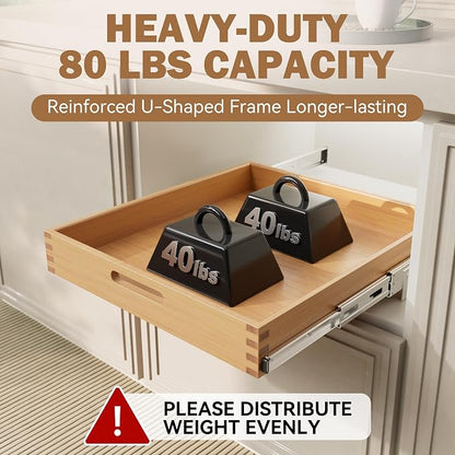 Pull Out Drawers for Cabinets 21"W x 21"D, Slide Out Wood Drawer Shelf, Heavy Duty Caddy Pull Out Cabinet Organizer, Base Cabinet Organization for Kitchen, Pantry