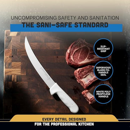 Dexter-Russell 8-inch Breaking Knife | High Carbon Steel Blade | White Polypropylene Handle | Professional-Grade Sani-Safe Series | S132N-8