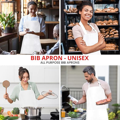 Utopia Kitchen 10 Pack Bib Apron Adjustable with 2 Pockets, Water and Oil Resistant, Cooking Kitchen Chef Apron for Women Men