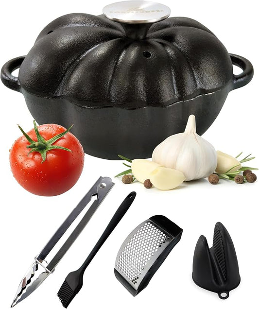 Cast Iron Garlic Roaster, Smoker Roaster, Garlic Roaster Oven, Garlic Baker, Garlic Roasting Pot, Potato Baker, Garlic Cooker, Stove Steamer, Indoor Brisket Smoker
