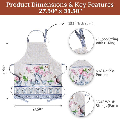 Maison d' Hermine 100% Cotton Apron for women with Pocket Kitchen Chef Apron for Men Cooking Spring Summer
