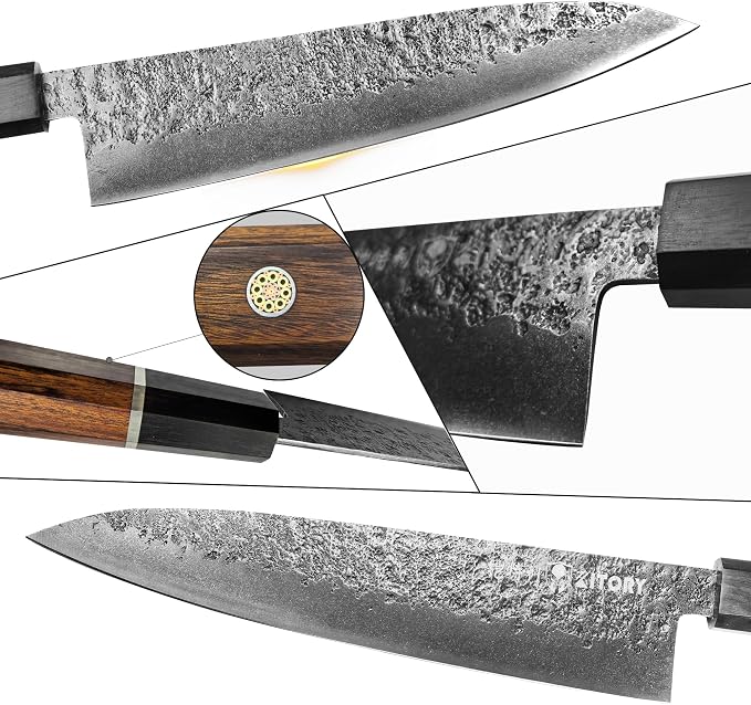 Kitory 8" Japanese Chef Knife, Sharp Gyutou Knives with Ergonomic Real Wood Handle, Professional Kitchen Knife for Home Cooks & Chefs, Premium 2026 Gift