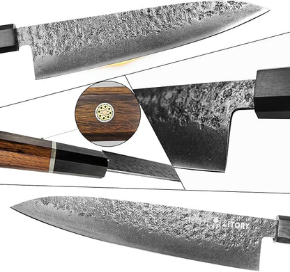 Kitory 8" Japanese Chef Knife, Sharp Gyutou Knives with Ergonomic Real Wood Handle, Professional Kitchen Knife for Home Cooks & Chefs, Premium 2026 Gift