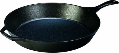 Lodge Seasoned Cast Iron Skillet 15 Inches - Frying Pan for the Stove, Grill or Campfire - Cooks Evenly - Features Easy-Grip Teardrop Handle - Non-Toxic, Nonstick & Long-Lasting