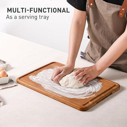 Extra Large Bamboo Cutting Board Set Over Sink Nice Solid Thick Wood Juice Groove Chopping Board Big Best Hardwood Counter Organic Vegetable Kitchen Gadgets Apartment Essentials(17.5" x 12" x 0.8")