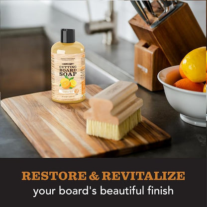CLARK'S Cutting Board Organic Soap - Cleaner for Butcher Block, Countertop and Utensils - Enriched with Natural Orange & Lemon Extracts - Cleans and Restores Wood - Use Before Food Safe Mineral Oil