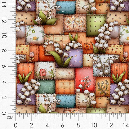 Patchwork Forest Girl Cotton Fabric Panel – Six 10×10 inch Designs + Bonus 29.5×19.6 inch Patchwork Sheet, 100% Turkish Cotton 140 GSM