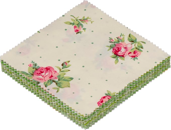 Nodsaw Charm Packs for Quilting 5 inch - 42 5" Charm Squares for Quilting - Green Print Cotton Fabric Quilt Squares 5x5 for Sewing, Patchwork, and DIY Crafts - Green