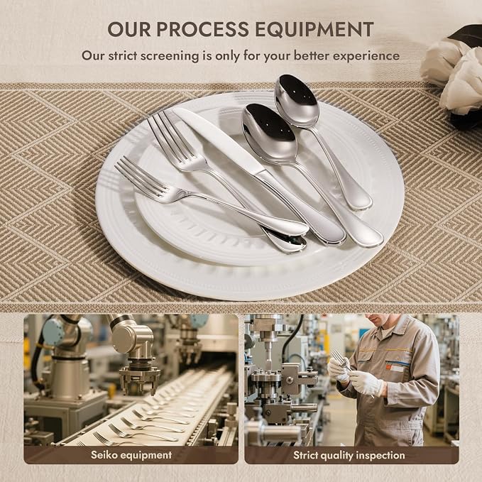 KINGSTONE 20 Piece Teardrop Silverware Set for 4, 18/10 Stainless Steel Flatware Set, Modern Design Cutlery Set for Home/Hotel/Wedding,Mirror Polished and Dishwasher Safe