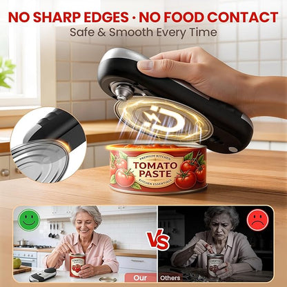 Electric Can Opener One Touch Automatic Can Opener for Seniors, Rechargeable Smooth Edge Can Opener with Magnetic Cover Catch, Food Safe Kitchen Gadget for Arthritis Hands