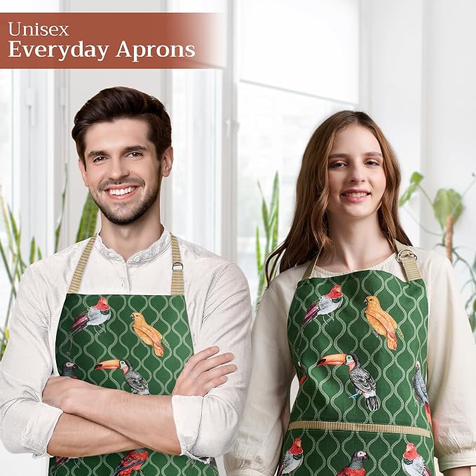 Maison d' Hermine 100% Cotton Apron for women with Pocket Kitchen Chef Apron for Men Cooking Spring Summer