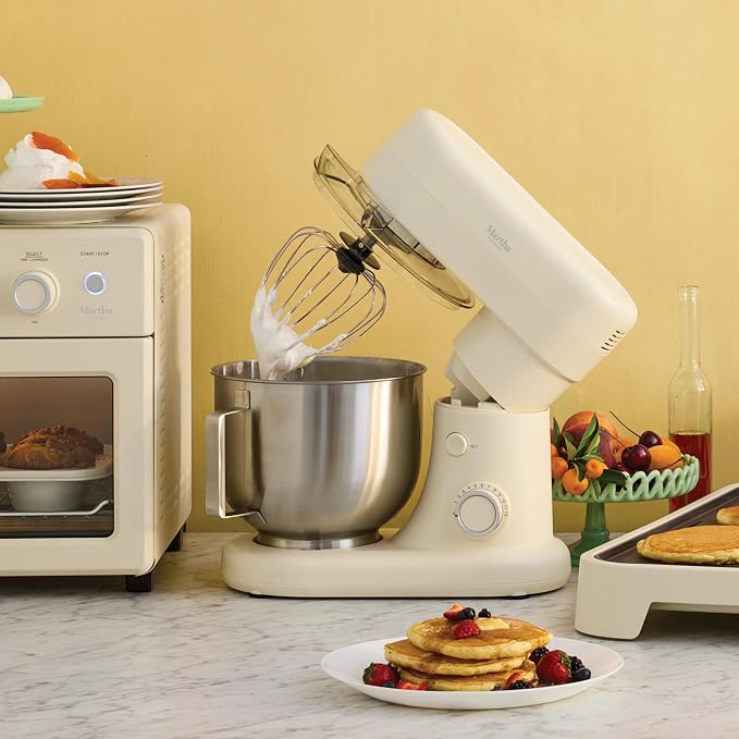 Martha Stewart 5.3Qt Stand Mixer, 12-Speed Tilt-Head Electric Kitchen Mixer with Stainless Steel Bowl, Dough Hook, Whisk & Beater, Splash Guard, Ideal for Baking Bread, Cake & Whipping, Sky Blue