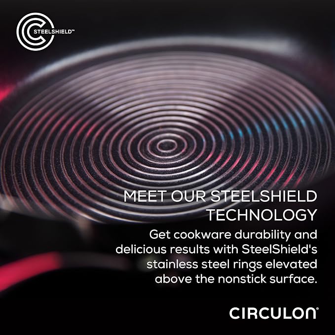 Circulon Stainless Steel Induction Cookware Set with SteelShield Hybrid Stainless and Nonstick Technology, 6 Piece - Stainless Steel