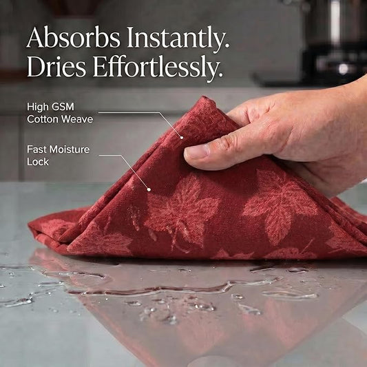 Urban Villa Kitchen Towels Harvest Leaf Print Towels Set of 6 20" X30” 100% Cotton Highly Absorbent Quick Drying Dish Cloths & Dish Towels Thanksgiving Fall Tea Towels with Hanging Loop Towels