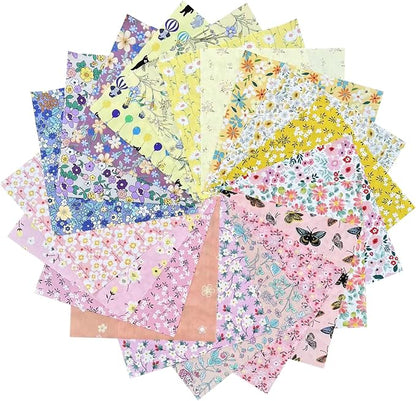 HANPATQUI 50PCS 8 x 8 inch Floral 100% Cotton Fat Quarters Fabric for Sewing and Quilting Bundles Precut Fabric Square for DIY Craft Patchwork…