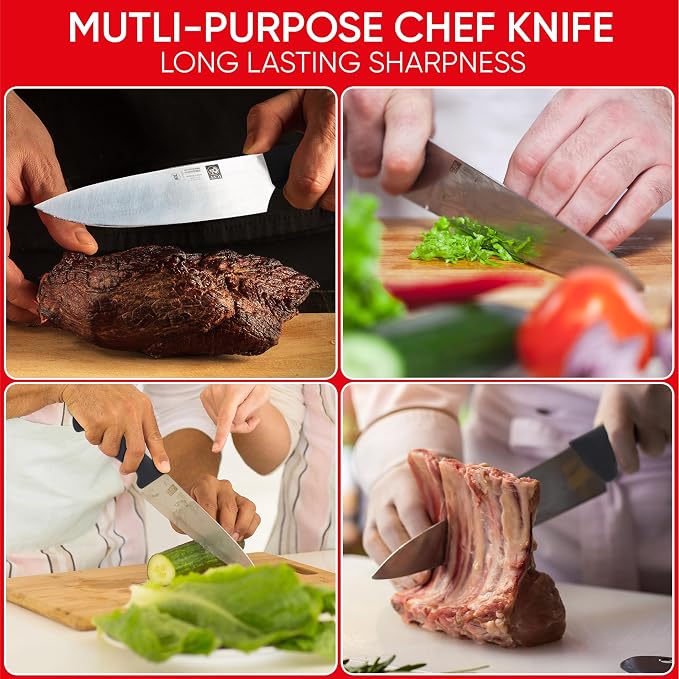 Chef knife. ICEL Cutlery 8-inch Chefs Knife.(Knife Care, Sharpening Instructions Included) Great for chopping, mincing and dicing.