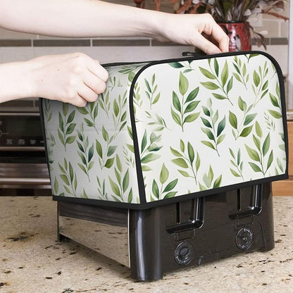 Botanical Leaves Pattern 4 Slice Toaster Cover Wide Slot Dustproof Bread Maker Cover Fingerprint Bakeware Protection Kitchen Appliance Toaster Bag