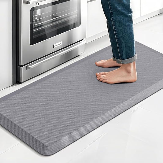 TranquilRelax Kitchen Mat, Cushioned Thick Floor Comfort Mat, with Non-Slip Bottom, Waterproof & Stain Resistant & Easy Clean, Standing Desk Mat for Kitchen, Sink, Office (17.3''x39'', Grey)