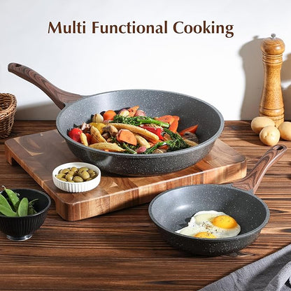 SENSARTE Nonstick Frying Pan Skillet, Swiss Granite Coating Omelette Pan, Healthy Stone Cookware Chef's Pan, PFOA Free (9.5 Inch)