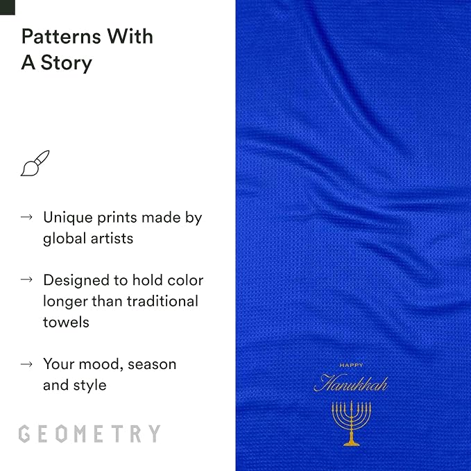 GEOMETRY Christmas Kitchen Towels - Quick Dry Microfiber Cloth Dish Towels for Kitchen Drying - Premium Quick Dry Towel (Happy Hanukkah, 1 Pack)