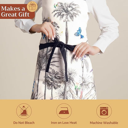 Maison d' Hermine 100% Cotton Apron for women with Pocket Kitchen Chef Apron for Men Cooking Spring Summer