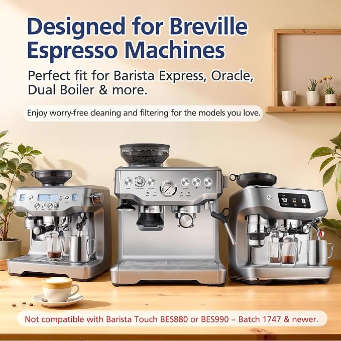 Cleaning Tablets and Water Filters for Breville Espresso Machines, Cleaning Kit for Breville - 60 Count 2g Espresso Machine Tablets and 8 Water Filters - 16 Months Supply
