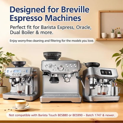 Cleaning Tablets and Water Filters for Breville Espresso Machines, Cleaning Kit for Breville - 60 Count 2g Espresso Machine Tablets and 8 Water Filters - 16 Months Supply