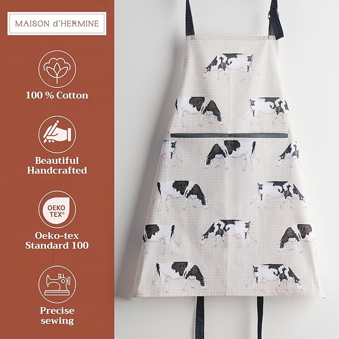 Maison d' Hermine 100% Cotton Apron for women with Pocket Kitchen Chef Apron for Men Cooking Spring Summer