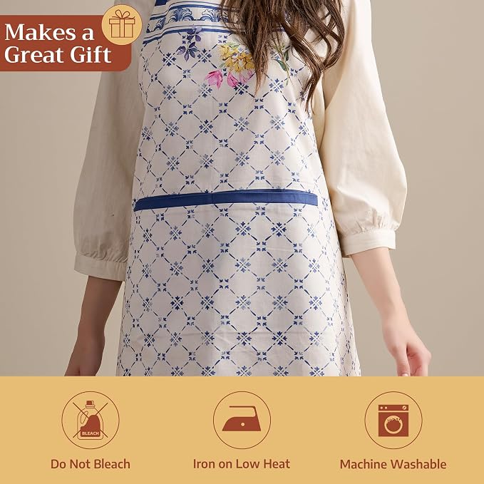 Maison d' Hermine 100% Cotton Apron for women with Pocket Kitchen Chef Apron for Men Cooking Spring Summer