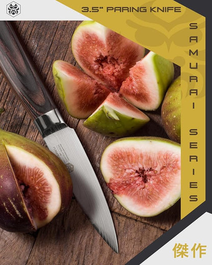 KESSAKU Paring Knife - 3.5 inch - Samurai Series - Razor Sharp Kitchen Knife - Forged 7Cr17MoV High Carbon Stainless Steel - Wood Handle with Blade Guard
