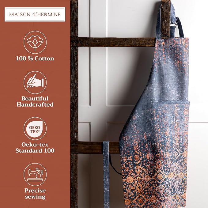 Maison d' Hermine 100% Cotton Apron for women with Pocket Kitchen Chef Apron for Men Cooking Spring Summer