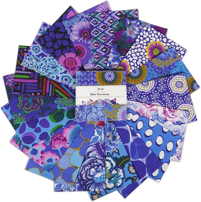 Soimoi 40 Pcs 10 x 10 inches Quilting Fabric Bundles Precut, DIY Cotton Fabric Squares, Printed Layer Cakes Patchwork Materials for Crafts Cloths Decor,Charm Squares for Quilts,Sewing - Blue Harmony