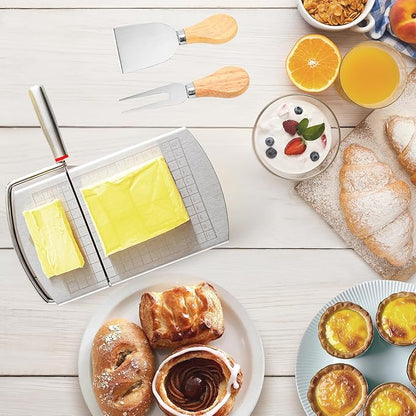 Cheese Slicer with 2 PCS Knife, Multipurpose Cheese Cutter Stainless Steel Cheese Slicers with 2 PCS Cheese Knives Set