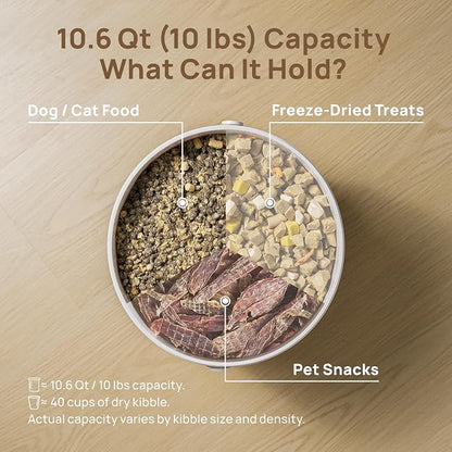 smartoo Vacuum Cat Dog Food Storage Container 10 lb/10.6 Qt, Airtight Dry Dog & Cat Food Bin with One-Button Vacuum Sealing, Magnetic Scoop Incl., BPA-Free, Durable Storage with Rechargeable Battery