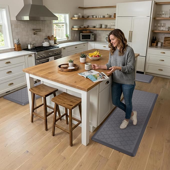 Kitchen Mat Cushioned Anti Fatigue for Floor, Non-Slip Waterproof Comfort Rug for Kitchen Sink, Standing Desk & Laundry, 20"x30", Grey