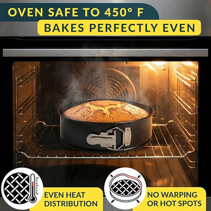 Cheesecake Pan 9 Inch Carbon Steel With Removable Bottom – Leakproof Design, Nonstick Coating Springform Pan – Durable Cake Mold With Secure Latch, Even Heat Cheese Cake Pans For Baking