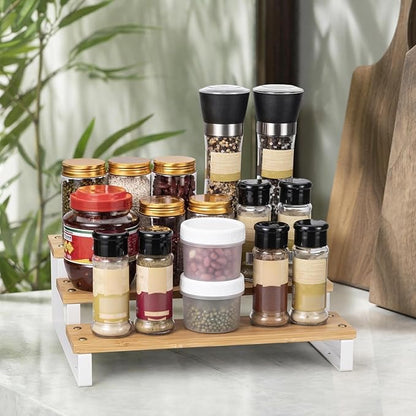 Lonian 3 Tier Spice Rack Organizer, Countertop Step Shelf Spice Storage Holder for Kitchen Cabinet Cupboard Pantry, Metal, Black