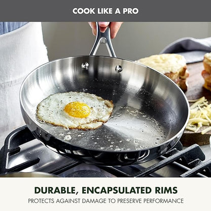 GreenPan Valencia Pro Tri-Ply Stainless Steel 9 Piece Cookware Set, Induction Ready Pots & Pans, Mirror Finish, Dishwasher & Oven/Broiler Safe to 600F, Compatible with All Cooktops
